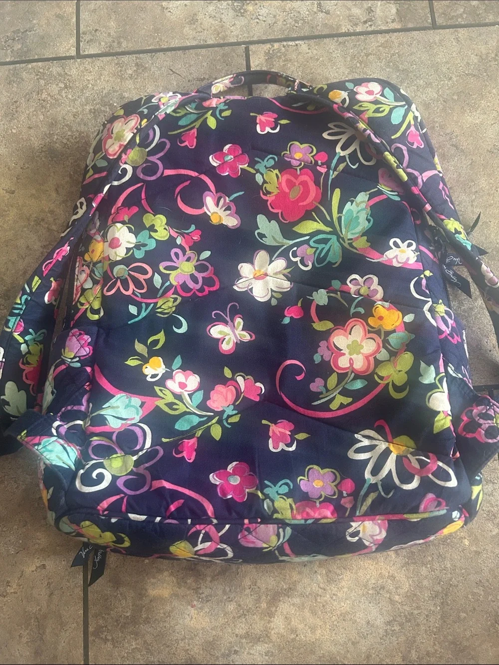 Vera Bradley Quilted Floral Backpack - Navy Multi